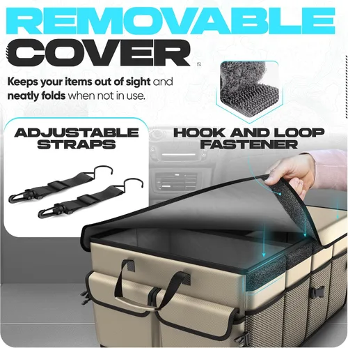 Vista 5 de FORTEM Organizador de maletero para SUV, organizador de maletero de automóvil, almacenamiento plegable, accesorios de coche para mujeres y hombres