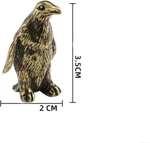 Vista 6 de DTREEL Figuras en miniatura modelo de pingüino emperador de latón, bronce interesante animales marinos estatua escultura adorno de escritorio bonsái