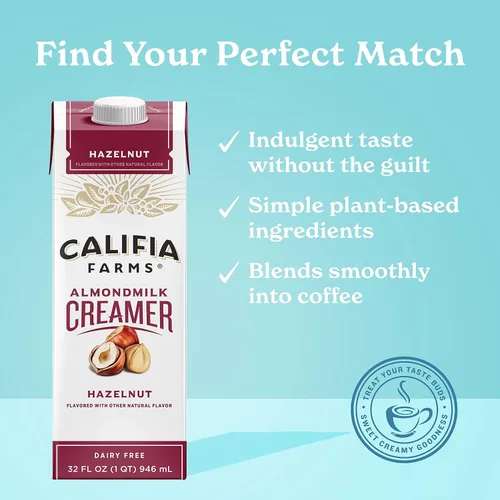 Vista 3 de Califia Farms - Crema para café de leche de almendra y avellana con crema de coco