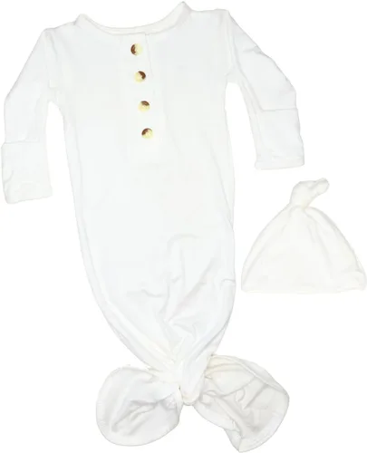 Vista 8 de Stroller Society Conjunto de bata y sombrero para bebé recién nacido anudado para bebé niño o niña Verde militar