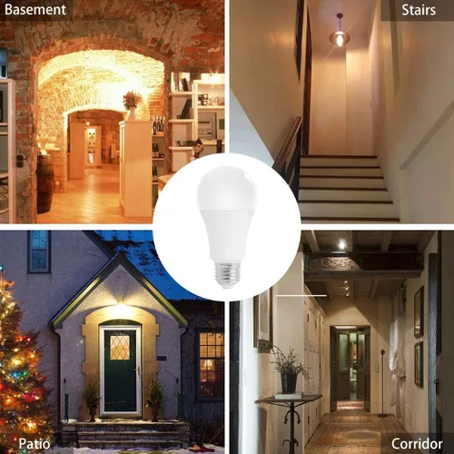 Vista 2 de Bombillas con sensor de movimiento de radar, A19 de 12 W (equivalente a 75 vatios), luz diurna E27 para interiores, luces con detector de movimiento