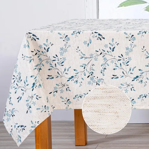 Vista 14 de MYSKY HOME - Mantel para mesa rectangular, impermeable, manteles de algodón suave para interior/exterior, mantel sin arrugas para mesa rectangular