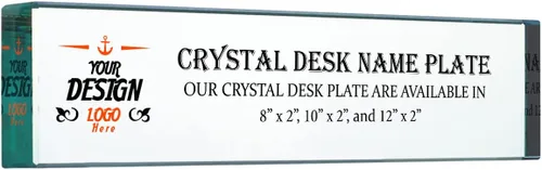 Vista 8 de PlaqueMaker Placa de identificación para escritorios, placa de identificación de vidrio grabada a medida, decoración de oficina (jade) 8 x 2