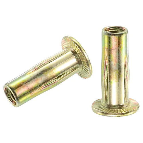 Vista 8 de uxcell Tuercas remachadoras multiagarre 1/4-20, 5 piezas de vástago preabombado cabeza plana roscada tuerca de inserción chapada en zinc dorado
