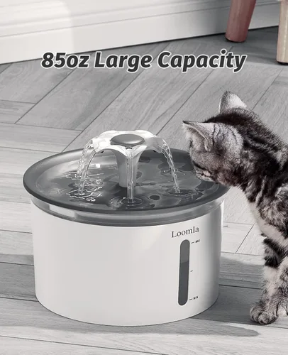 Vista 3 de Loomla Fuente de agua para gatos, fuente de agua para mascotas de 85 onzas / 2.5 litros en interiores, dispensador automático de agua para perros