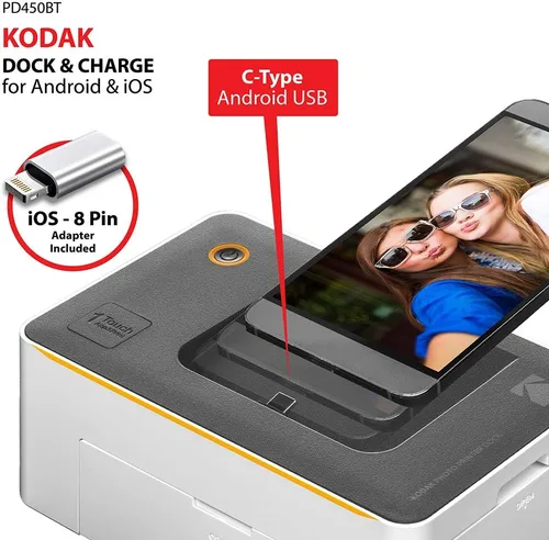 Vista 6 de Kodak Dock Premium - Impresora fotográfica instantánea portátil para fotos de 4x6 pulgadas, fotos en color, tecnología 4 Pass y proceso