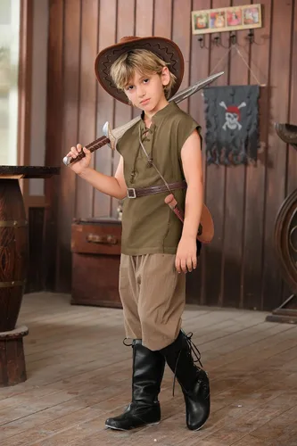 Vista 3 de Camisetas sin mangas para niños, disfraz de pirata renacentista, para niños, vikingo, medieval, con cordones, escocés, Halloween, cosplay, camisetas