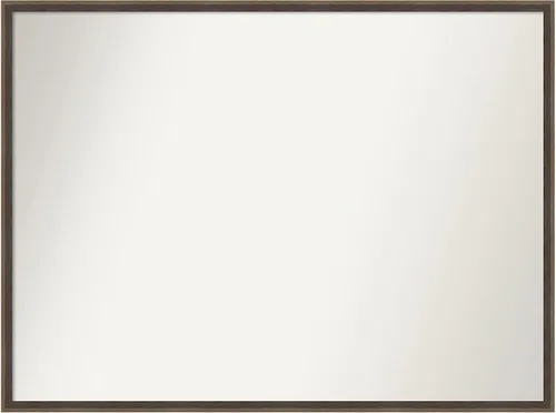 Vista 93 de Amanti Art Brown Bathroom Mirror for Over Sink, 21x33 Custom Made Hardwood Wedge Mocha Rectangle Vanity Mirror, Large Modern Wood Frame, Hangs