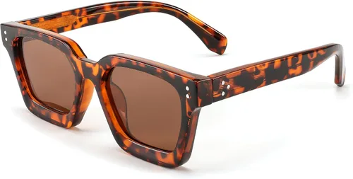 Vista 11 de FEISEDY Gafas de sol polarizadas para hombre y mujer, marco grueso cuadrado, rectangular, UV400, gafas de sol B2396 Marco gris transparente 003