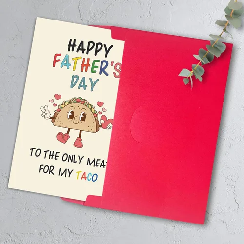 Vista 4 de Taco - Tarjeta de regalo para el día del padre de parte de la esposa, regalo feliz del día del padre para marido novio, tarjeta divertida del día
