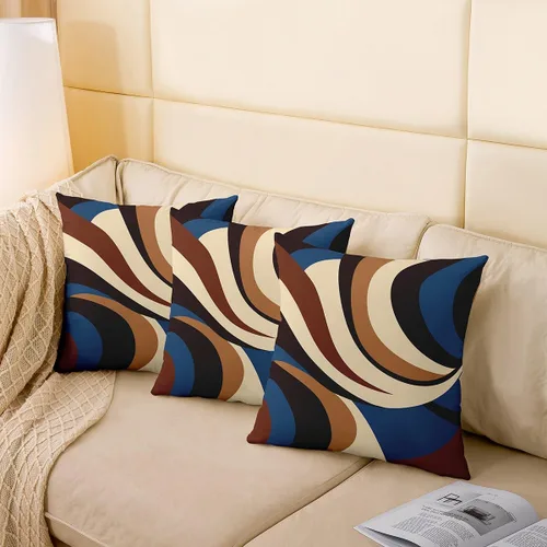 Vista 174 de Juego de 2 fundas de almohada abstractas de 16 x 16 pulgadas para niños, niñas, adolescentes, decoración de dormitorio, moderna a rayas, decoración