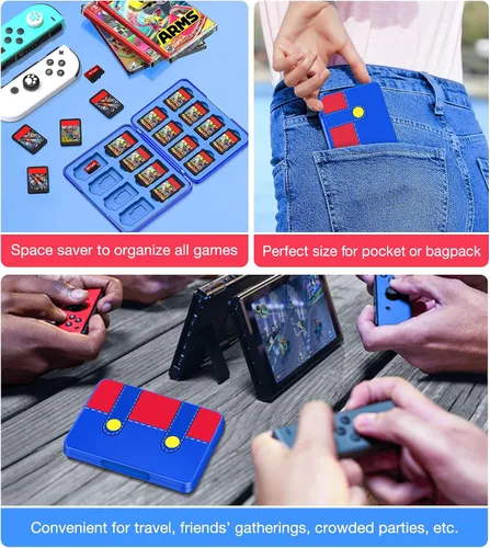 Vista 6 de Funda de juego Switch compatible con Nintendo Switch Game, Switch Game Holder Storage Game Card Cartucho SD con goma suave, carcasa protectora dura