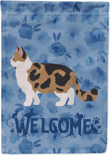 Vista 113 de Caroline's Treasures CK4813CHF - Bandera de bienvenida con gato abisinio azul, manga grande, para porche, para colgar en la pared, poliéster