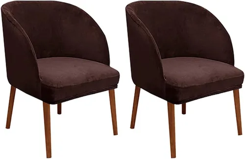 Vista 39 de Juego de 2 fundas de terciopelo elástico para sillas de comedor, con respaldo curvo moderno, protector de silla para sala de estar, dormitorio, Beige