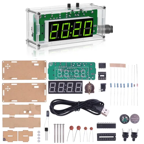 Vista 9 de MiOYOOW Kits de reloj digital de 4 dígitos con PCB, kit de proyecto de soldadura de reloj de alarma DIY para aprender soldadura electrónica