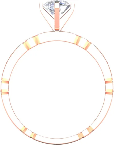 Vista 4 de Anillo de compromiso de diamantes redondos creados en laboratorio de 0.50 a 3.0 quilates con certificación IGI con piedra lateral en oro rosa de 14