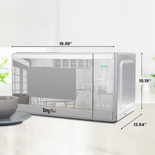 Vista 7 de Total Chef Horno microondas de 0.9 pies cúbicos - Microondas compacto de encimera, pequeño electrodoméstico de cocina de acero inoxidable con toque