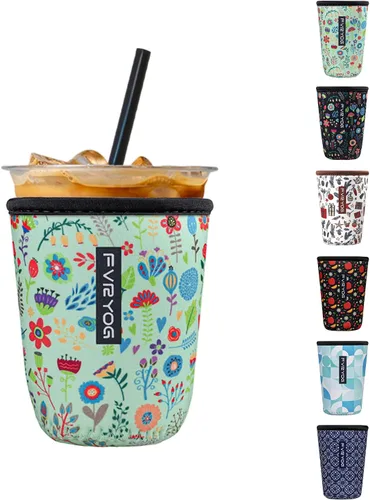 Vista 33 de Fundas de neopreno reutilizables aisladas para café helado, fundas para tazas de café helado, fundas para bebidas heladas y calientes