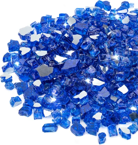 Vista 20 de Stanbroil - Vidrio de fuego de 10 libras – Cristal de fuego templado reflectante de 1/2 pulgada para chimenea de hoguera, azul Pacífico reflectante