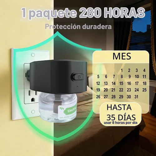 Vista 5 de Repelente de mosquitos para interiores y hogar, enchufe eléctrico, repelente de mosquitos para uso en interiores, repelente de mosquitos