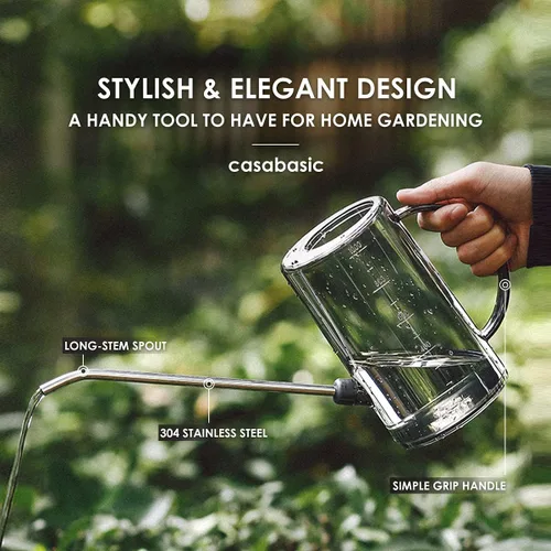 Vista 2 de Small Watering Can, Plant Water Can for Indoor Plants, Plant Waterer 1Liter Boquilla larga, para jardinería, flores, bonsái, plantas de interior Gris
