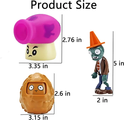 Vista 3 de JHESAO Juego de 7 figuras de acción de plantas y zombis, juego de juguetes de PVZ, serie 1, 2, grandes regalos para niños y fanáticos, cumpleaños