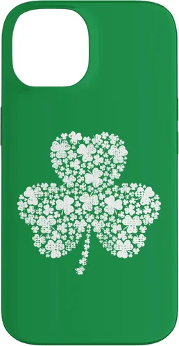 Vista 4 de Funda verde vintage con trébol relleno de trébol para iPhone 16
