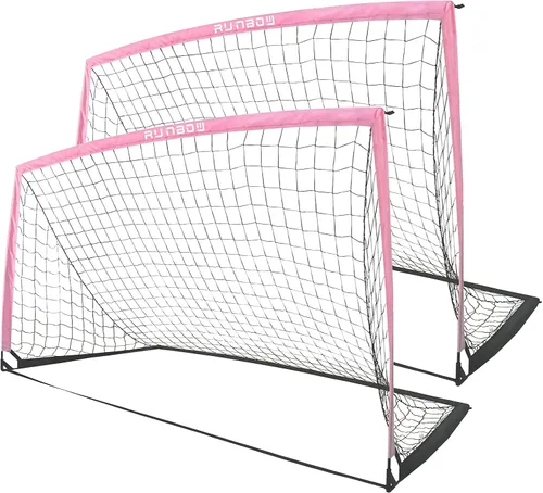 Vista 14 de Portería de fútbol infantil de 9 x 5 pies con bolsa de transporte, red de fútbol plegable portátil para entrenamiento en el patio trasero, uso