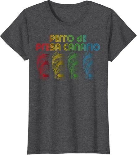 Vista 6 de Cool Retro Groovy Perro De Presa Canario Dog Camiseta para Hombre Mujer Negro