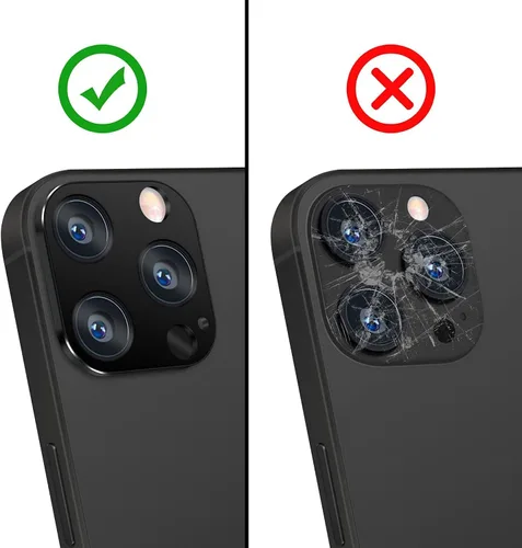 Vista 4 de SAHARA ZeroDamage ZD00049 - Protector de lente de cámara de vidrio flexible HD para iPhone 13 Pro y Pro Max (paquete de 2), color negro