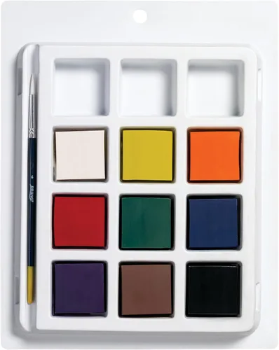 Vista 3 de Prang Juego de pastel de témpera con pincel, 9 colores surtidos, 1 unidad