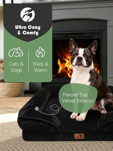 Vista 2 de Spotted Play Cama ortopédica para perros con lados, sofá cama para perros pequeños, sofá cama de espuma de apoyo para mascotas con funda extraíble