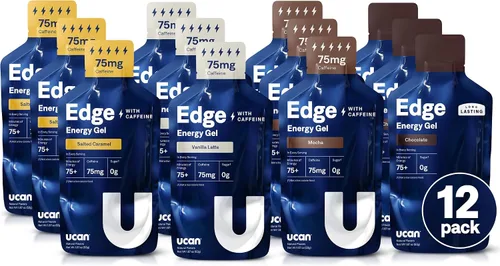 Vista 15 de UCAN Edge Energy Gel Shots, chocolate (12 paquetes de 2 onzas) para correr, entrenamiento, ejercicios, fitness, ciclismo, crossfit Sin azúcar