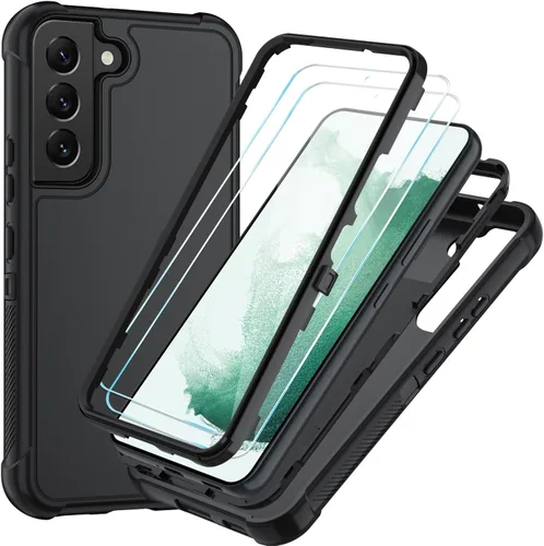Vista 64 de SunStory Funda 3 en 1 para Samsung Galaxy S22 con protector de pantalla Verde Armada (ArmyGreen)