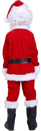 Vista 4 de Traje de Papá Noel de lujo para niños, disfraz de Navidad, Halloween, cosplay, juego de 10 piezas