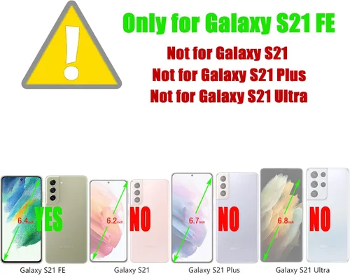 Vista 2 de ZZXX Funda tipo cartera para Samsung Galaxy S21 FE con bloqueo RFID, ranura para tarjetas, función atril, cierre magnético, funda protectora