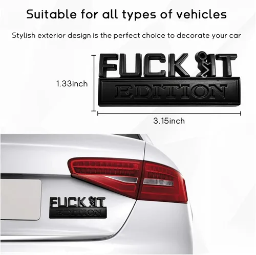 Vista 2 de Dickno Fuck It Edition Emblema para automóvil, calcomanías de decoración de parachoques de auto, calcomanía para guardabarros laterales 3D