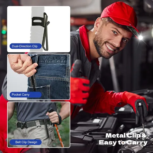 Vista 7 de Linterna recargable para bolígrafo, linterna de bolsillo USB-C de 300 lúmenes con clip 2Mode Mini Flashlight For Inspection, Work, Repair, Small