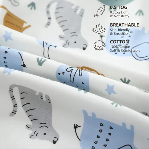 Vista 6 de Mosebears Saco de dormir para bebé con cremallera de 2 vías, saco de dormir de algodón de 0.5 TOG unisex (paquete de 2, L (12-18 meses))