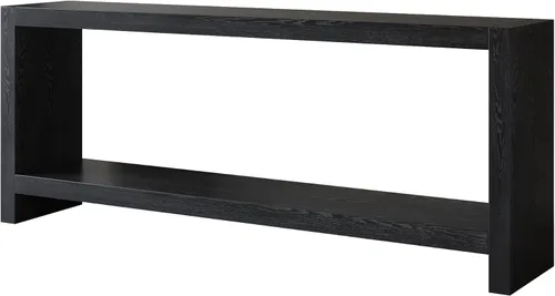 Vista 6 de LUMISOL Mesa de sofá de granja para detrás del sofá, mesa de entrada rústica de 2 niveles con chapa de madera, mesa consola rectangular delgada