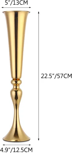 Vista 5 de 4 jarrones de metal dorado de 22.5 pulgadas de alto para centros de mesa de boda