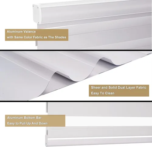 Vista 5 de Persianas Zebra de tamaño personalizado para ventanas, puertas corredizas de cristal, sin cables, persianas enrollables de cebra con cenefa filtrado