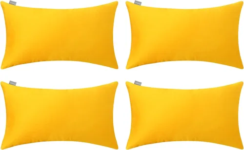 Vista 81 de Thmyo - Paquete de 4 fundas de almohada decorativas de 100 % algodón para lumbar, cómodas, sólidas, para Navidad/Halloween, fundas de cojín Blanco