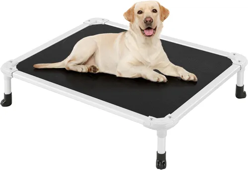 Vista 22 de Veehoo Cama elevada para perros a prueba de mordidas - Cuna elevada refrescante para mascotas - Marco de aluminio plateado y tela de malla