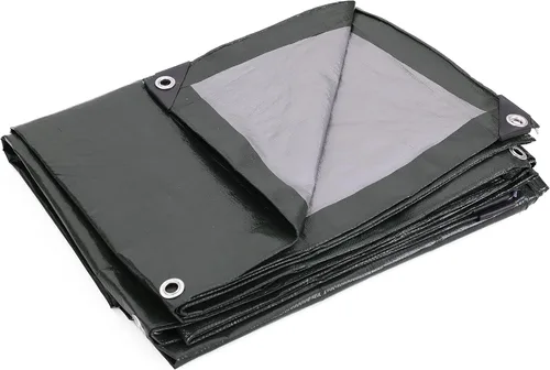 Vista 2 de Kotap TGS-0608 - Lona de polietileno reversible de 8 mil con protección UV, 6 pies X 8 pies, verde-plata