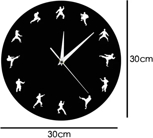 Vista 3 de The Geeky Days Taekwondo Karate Arts Reloj de pared moderno silencioso sin tictac decoración de pared deportes de lucha Kung Fu exclusivo reloj