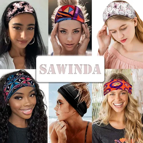 Vista 7 de SAWINDA Diademas anchas para mujer, coloridas mariposas, elegantes, bohemias, gruesas, para deportes, yoga, turbante, bufanda, accesorios