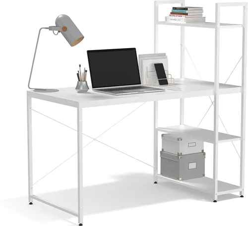 Vista 5 de Ames - Escritorio reversible para computadora de juegos de 47 pulgadas con estantes ajustables, escritorio de oficina en casa, gestión de cables