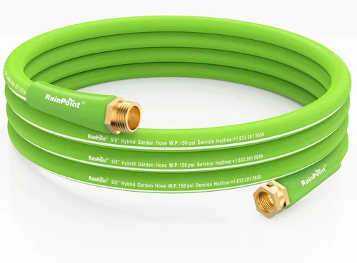 Vista 6 de RAINPOINT Leader - Manguera de jardín de 5 pies, manguera de agua ligera con mango giratorio, flexible, resistente, goma híbrida, con accesorios