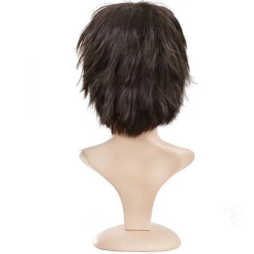 Vista 4 de Ecvtop Pelucas cortas para disfraz de hombre de Death Note, Café Oscuro